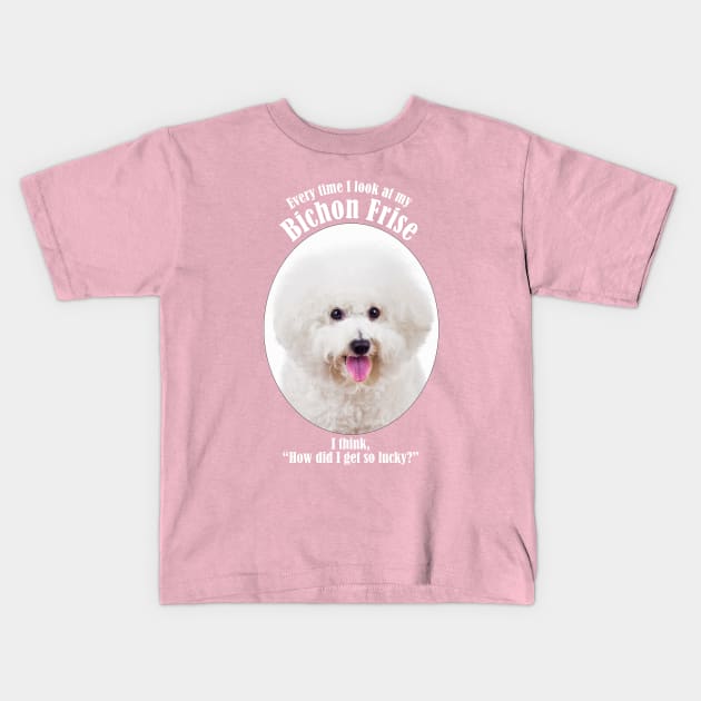 Lucky Bichon Kids T-Shirt by You Had Me At Woof